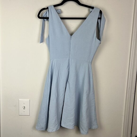 Altar'd State Light Blue Bow Tie Shoulder Fit & Flare Mini Dress Size Small - Picture 8 of 11